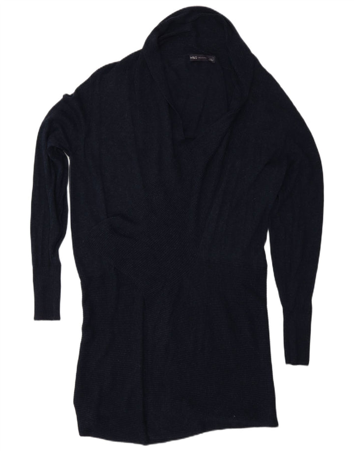 Marks & Spencer Dame Shawl Neck Jumper Sweater UK 16 Large Navy Blue