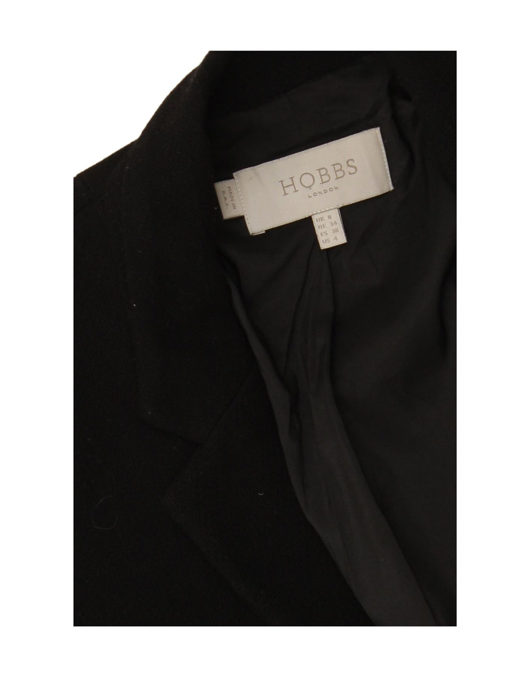 HOBBS Womens London 1 Button Blazer Jacket UK 8 Small Black Polyester Vintage Hobbs and Second-Hand Hobbs from Messina Hembry 