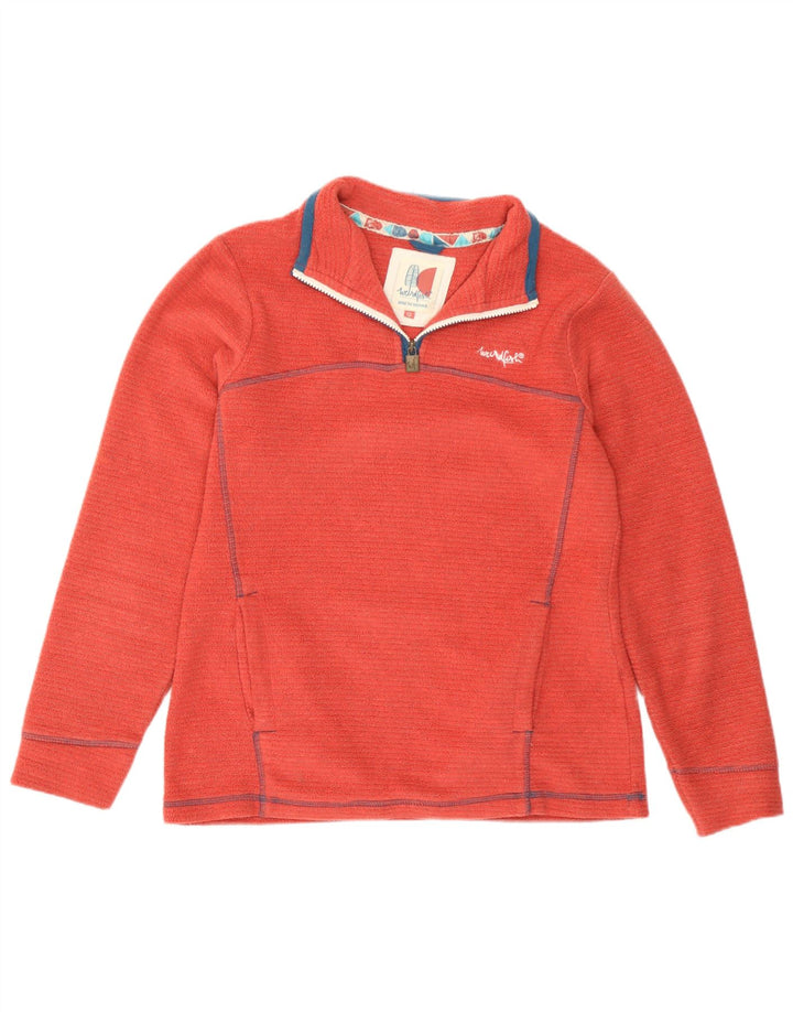 Weird Fish Dame Zip Neck Fleece Jumper UK 12 Medium Rød Polyester