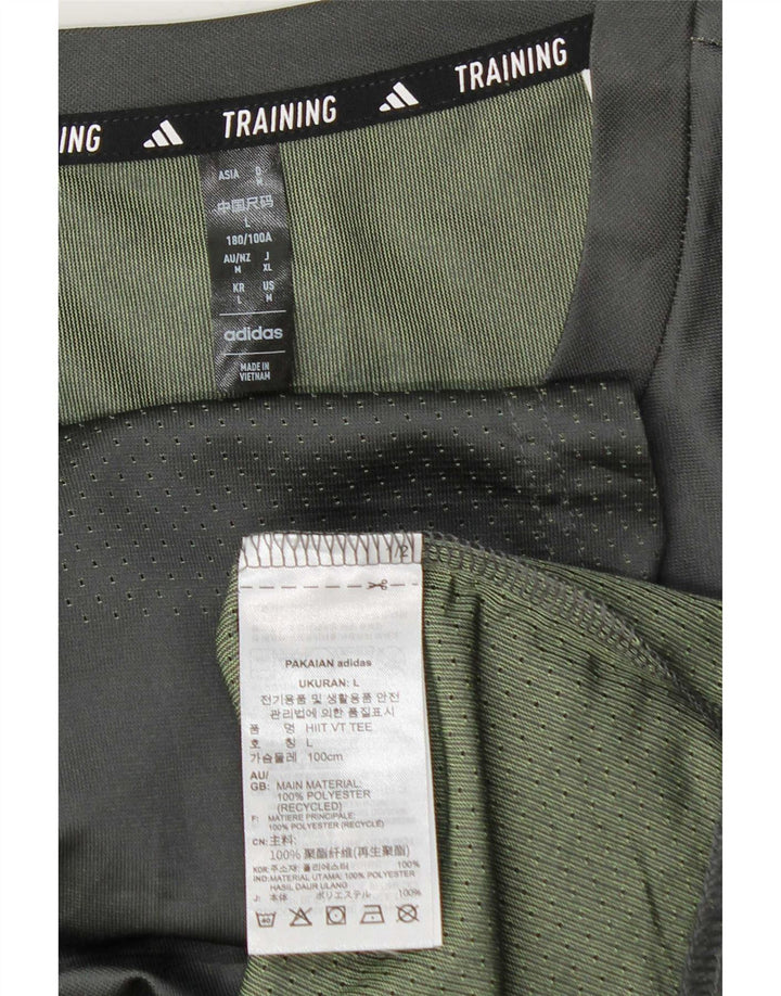 Adidas Herre Aeroready T-Shirt Top Medium Grå Stribet Polyester