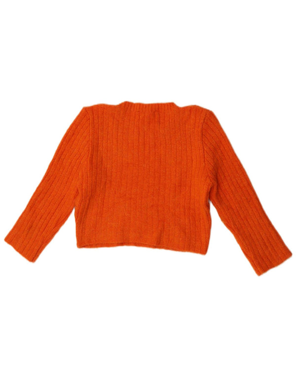 Zara Dame 3/4-ærmet Crop Boat Neck sweater UK 12 Medium Orange