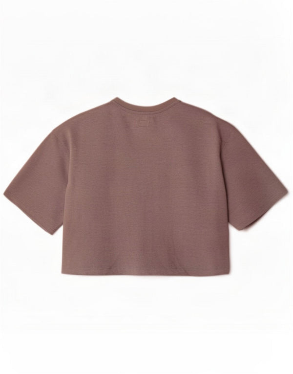 Lee Womens Oversized Crop Top UK 10 Small Grey Cotton