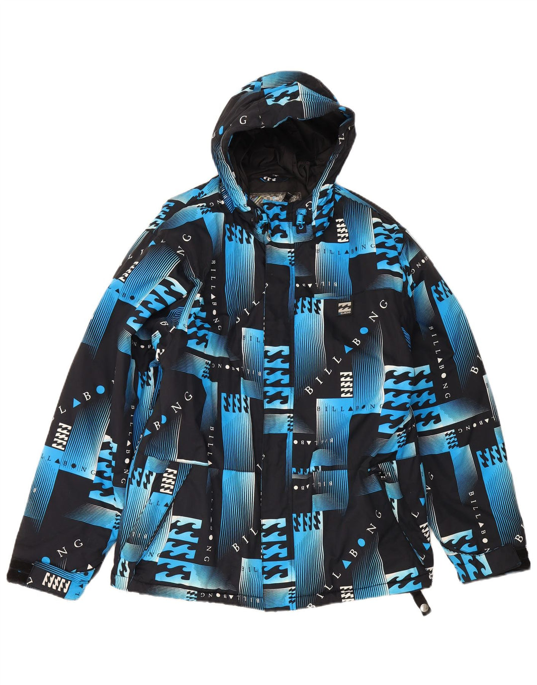 Billabong Herre Graphic Windbreaker Jacket UK 38 Medium Blue Geometric