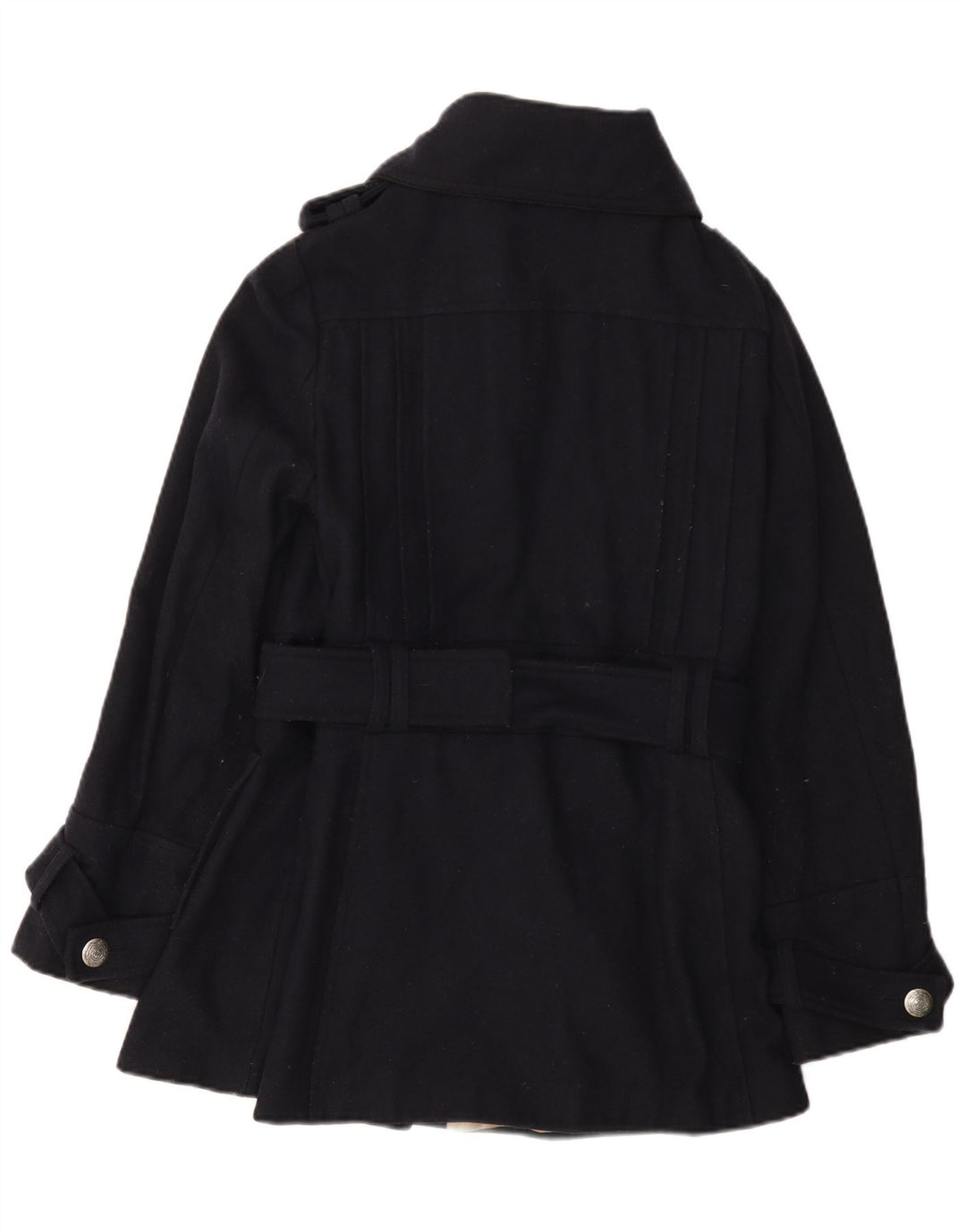Topshop Dame Overfrakke UK 14 Medium Navy Blue Uld