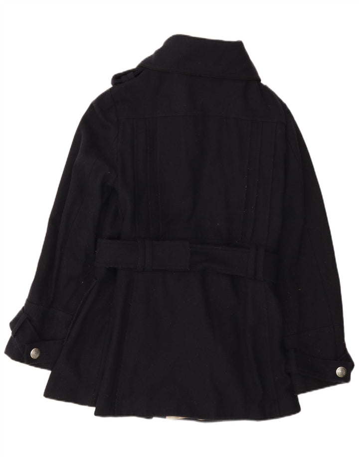 Topshop Dame Overfrakke UK 14 Medium Navy Blue Uld