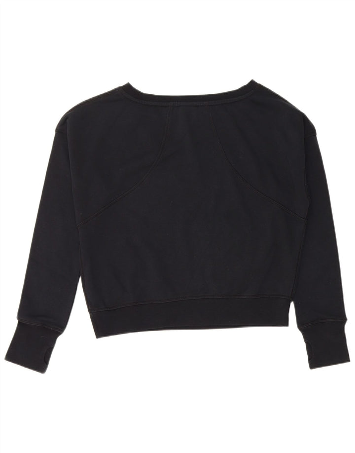 NIKE Girls Crop Graphic Sweatshirt Jumper 13-14 år XL Sort Bomuld