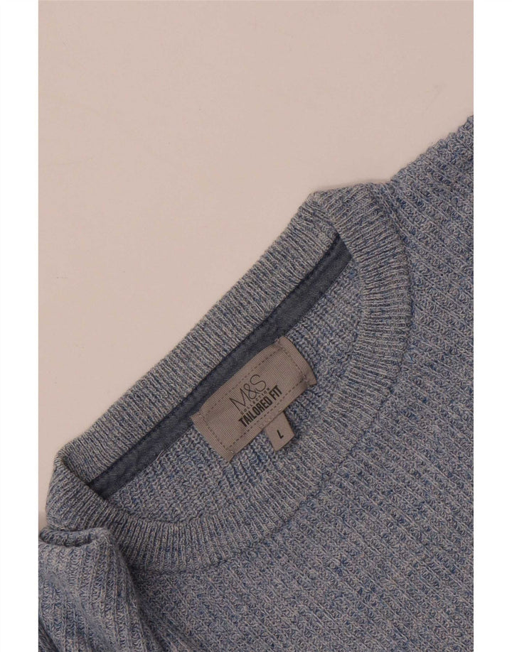 Marks & Spencer Herre sweater med rund hals, stor blå flækket