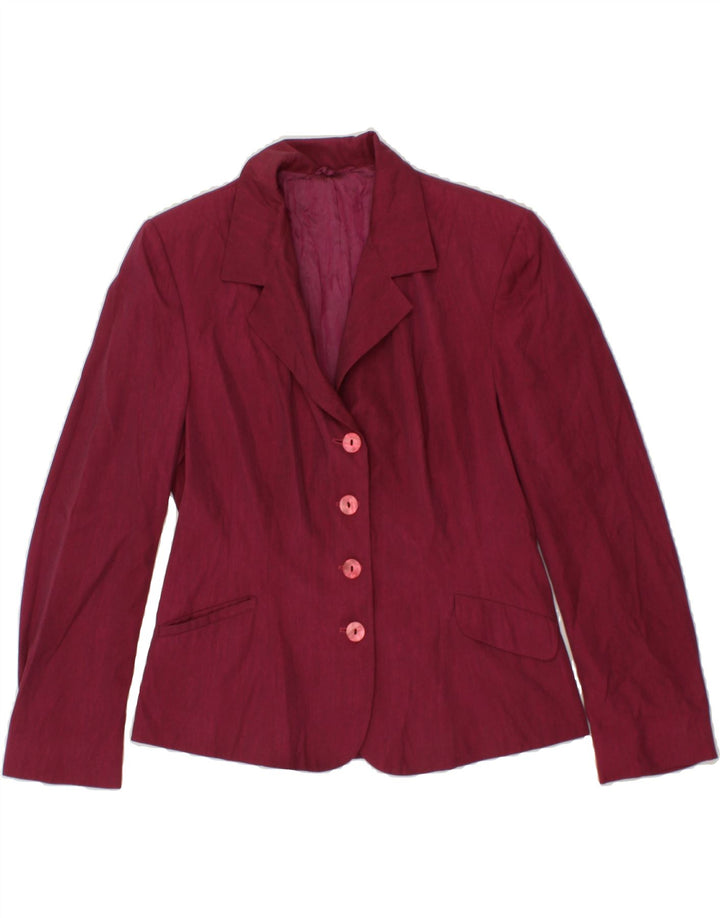 SISLEY Womens 4 Button Blazer Jacket UK 14 Medium Purple Polyester Vintage Sisley and Second-Hand Sisley from Messina Hembry 