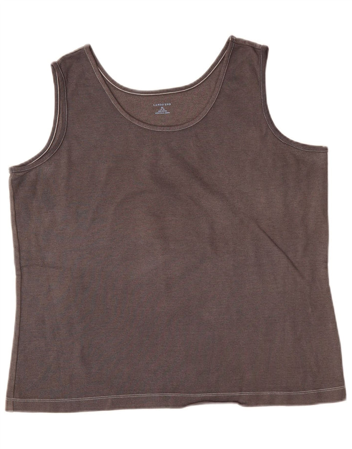 LANDS END Dame Crop Vest Top UK 18 XL Grå Bomuld
