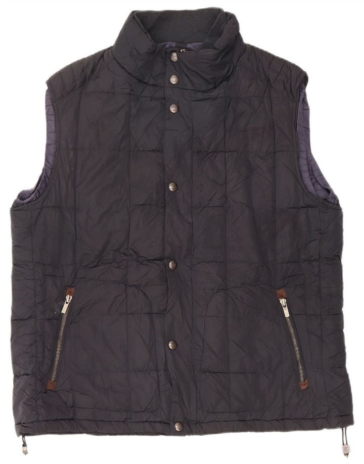 Massimo Dutti Herre Polstret Gilet UK 44 2XL Navy Blue Polyester