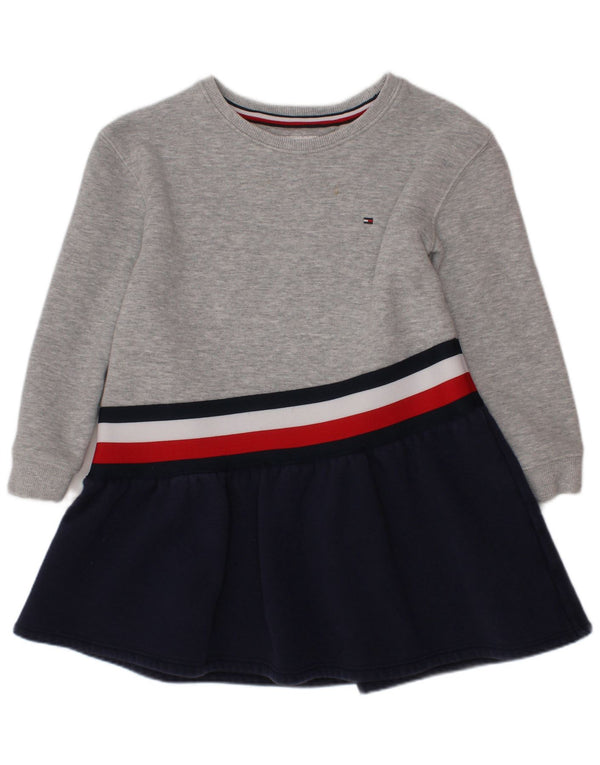 TOMMY HILFIGER Pige Sweatshirt Jumper Kjole 5-6 år Grå Colourblock