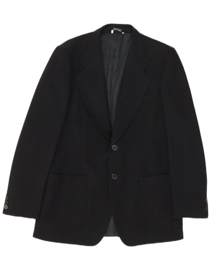 Vintage herre 2-knaps blazerjakke UK 38 Medium Black Virgin Wool