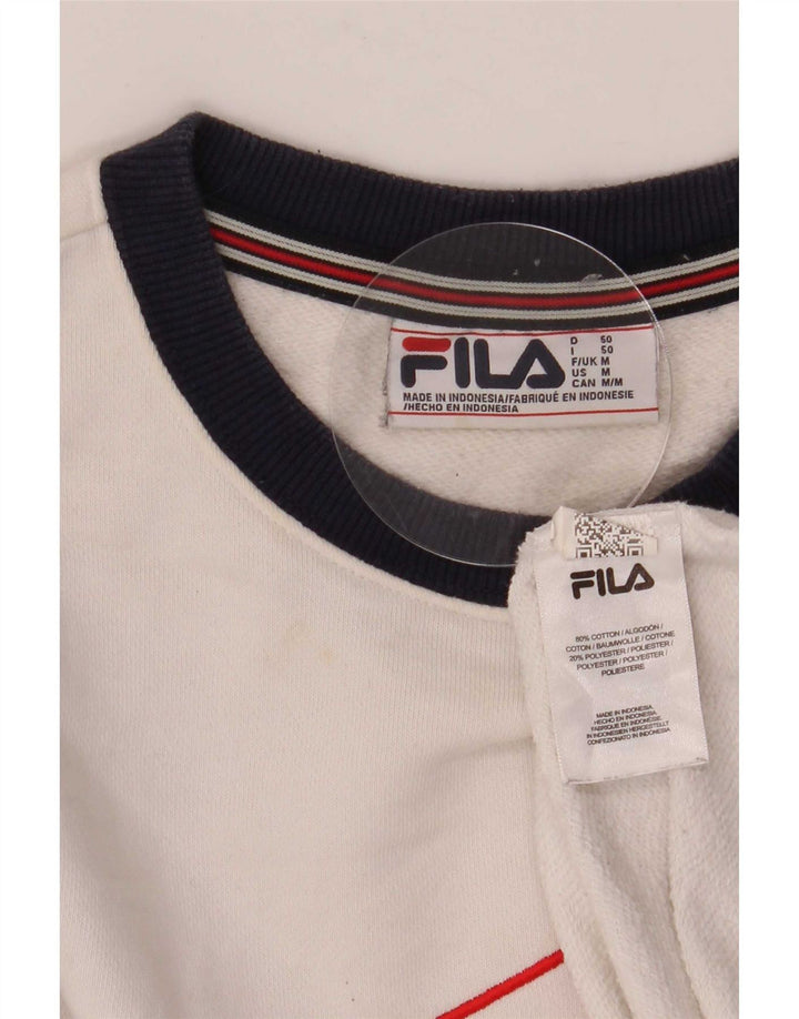 Fila Herre grafisk sweatshirt Jumper Medium Hvid Colourblock Bomuld
