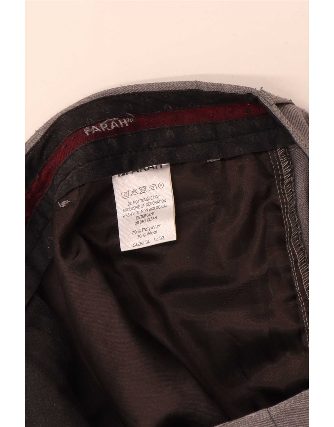 Farah Straight Suit Bukser til mænd W36 L33 Grå polyester