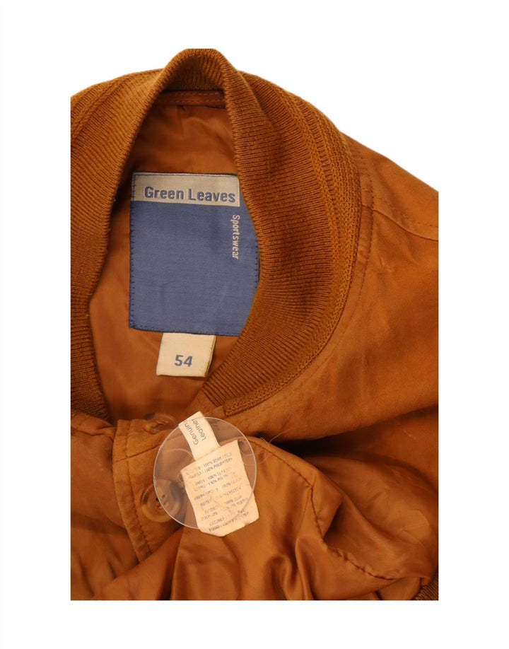 Green Leaves Herre Ruskind Bomber Jacket IT 54 2XL Beige Læder