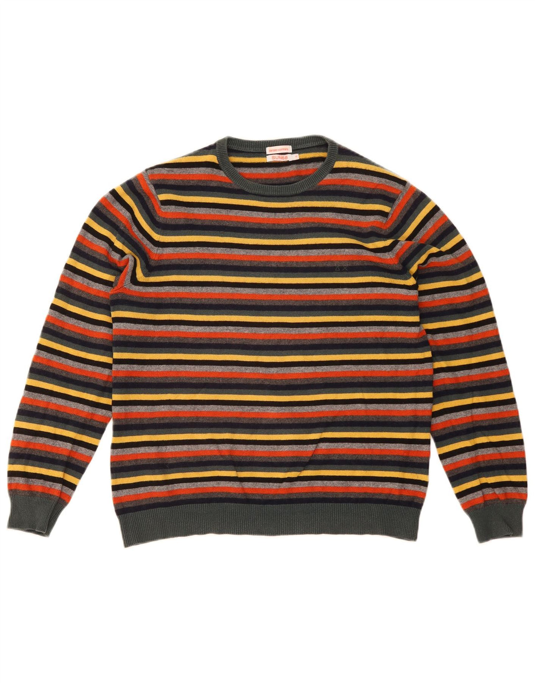 Sun68 Herre rund hals sweater lille flerfarvet stribet bomuld