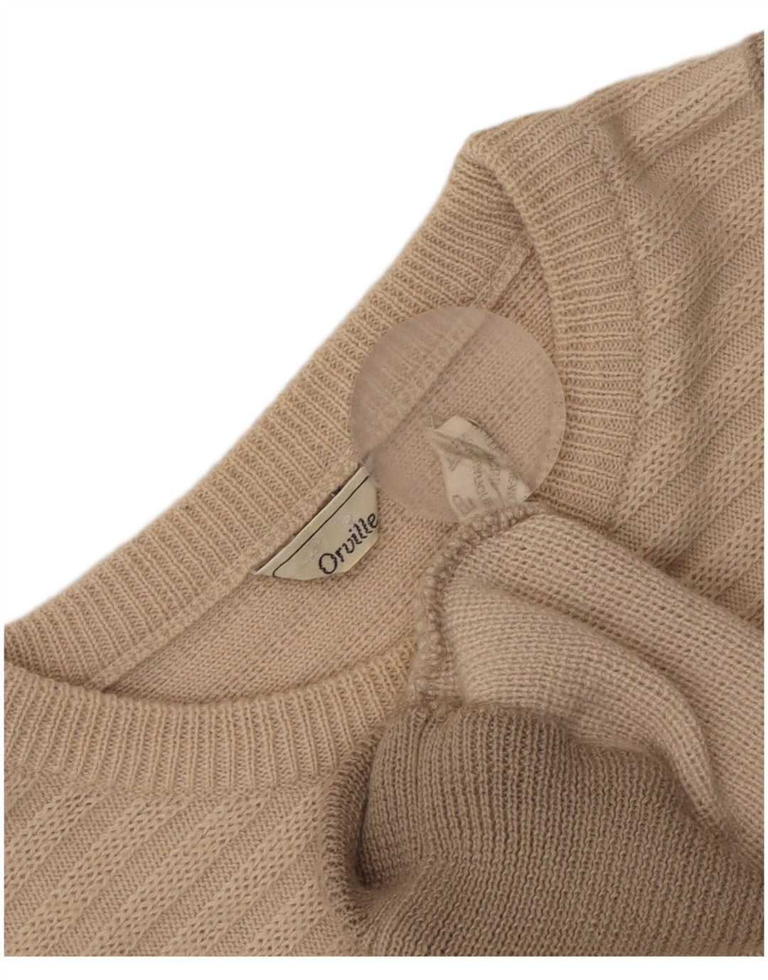 Orville Herre Crew Neck Jumper Sweater Medium Beige Colourblock Uld
