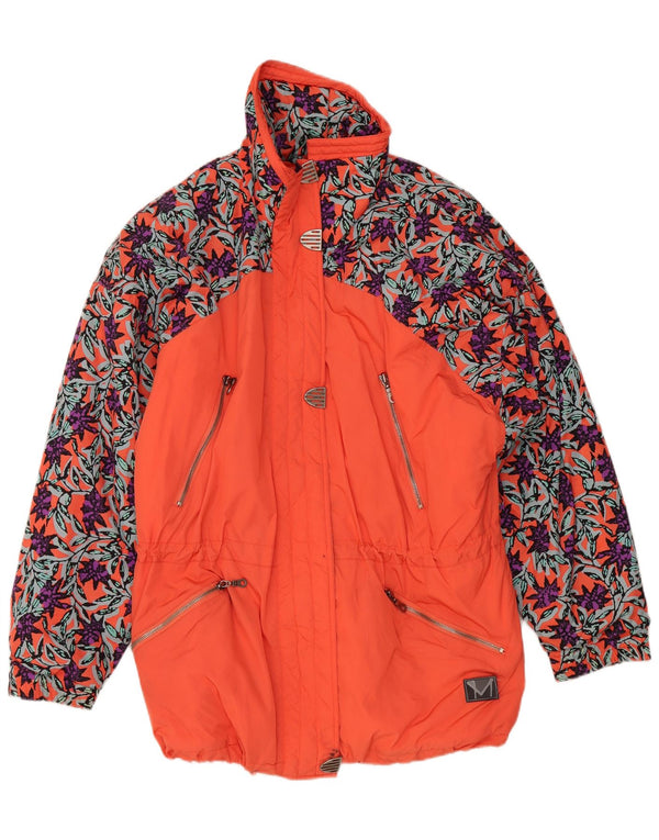 Maier Dame Oversized Skijakke UK 10 Small Orange Floral Polyamide