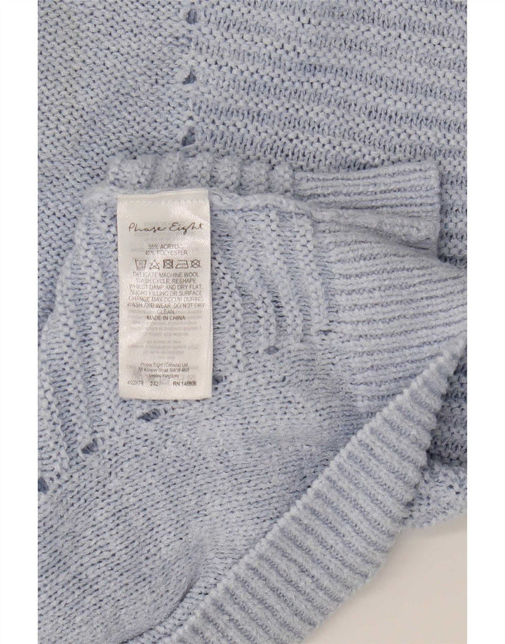 Fase otte kvinders kortærmet bådhals sweater UK 14 Medium Blue