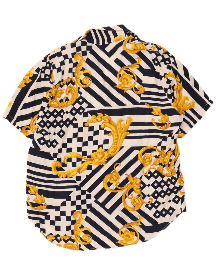 Fancy helt kvinders abstrakt mønster skjortebluse UK 20 2XL Flerfarvet