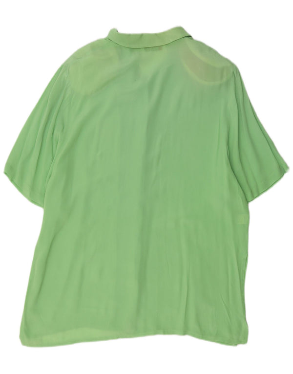 Vintage Womens Short Sleeve Shirt Blouse IT 46 Large Green Rayon