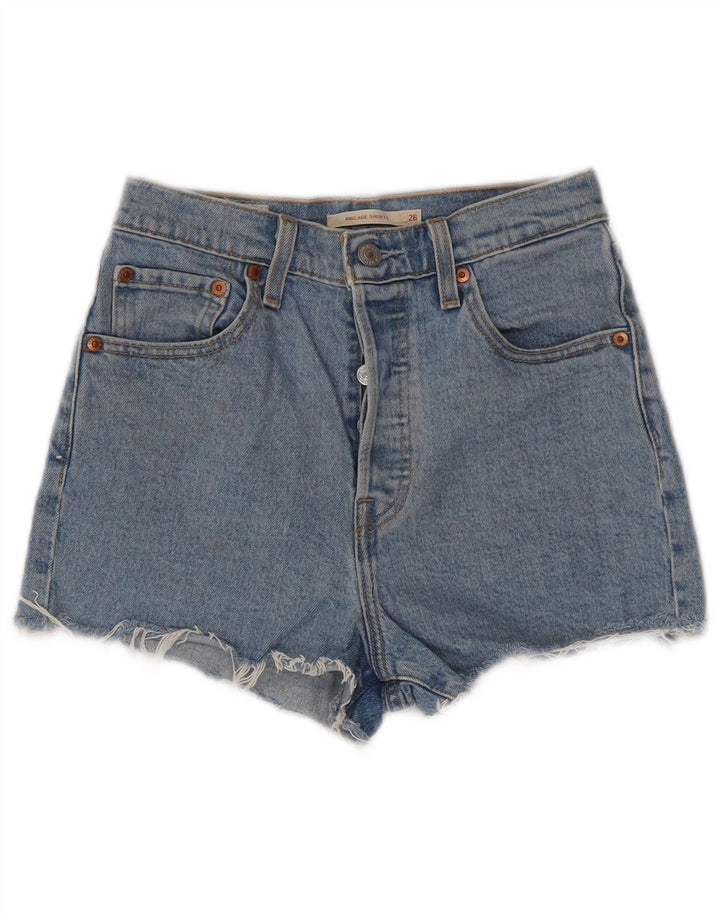 LEVI'S Dame Ribcage Højtaljede denimshorts W26 Små blå bomuld