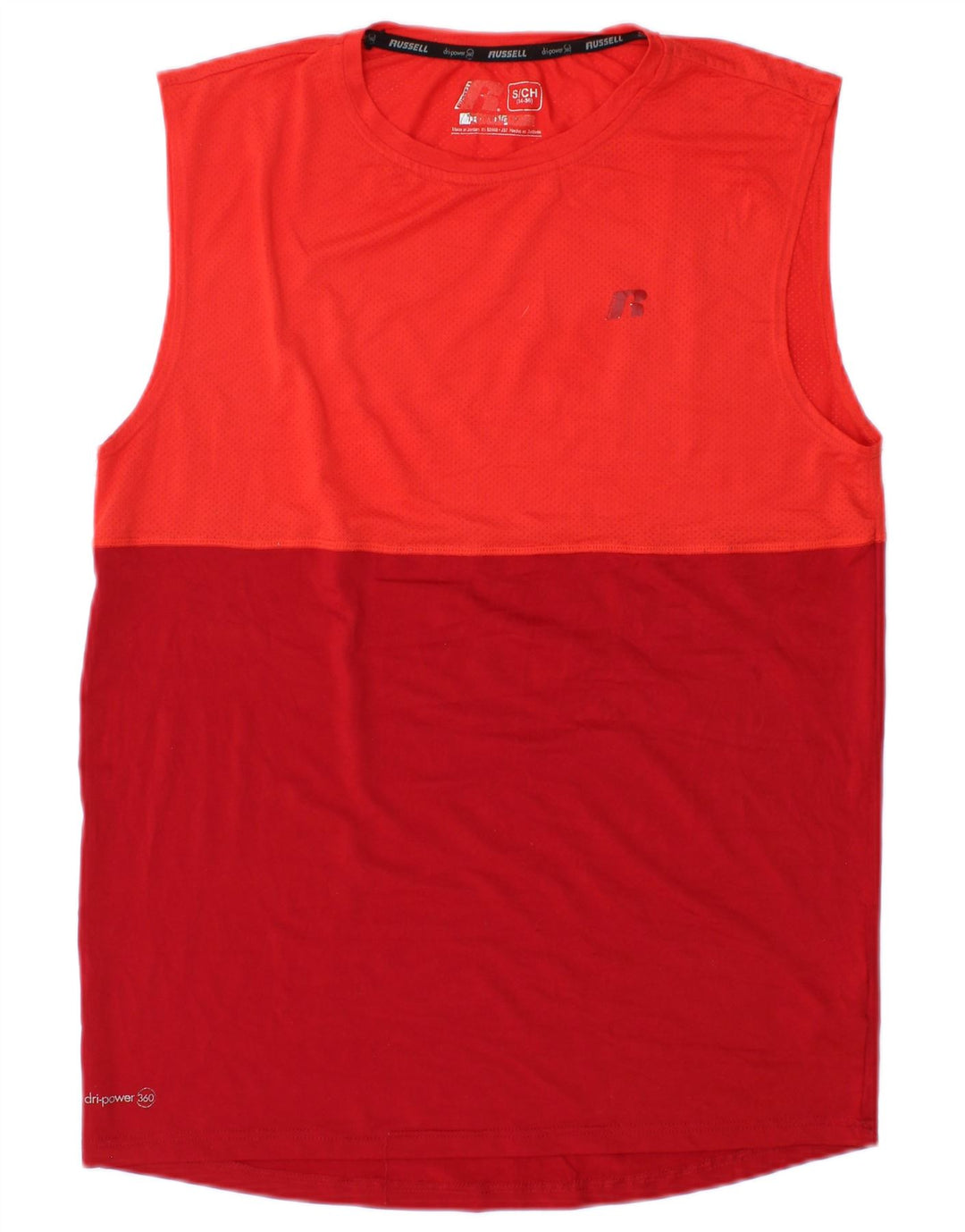 RUSSELL ATHLETIC Herre Dri-Power Vest Top Lille Rød Colourblock Polyester