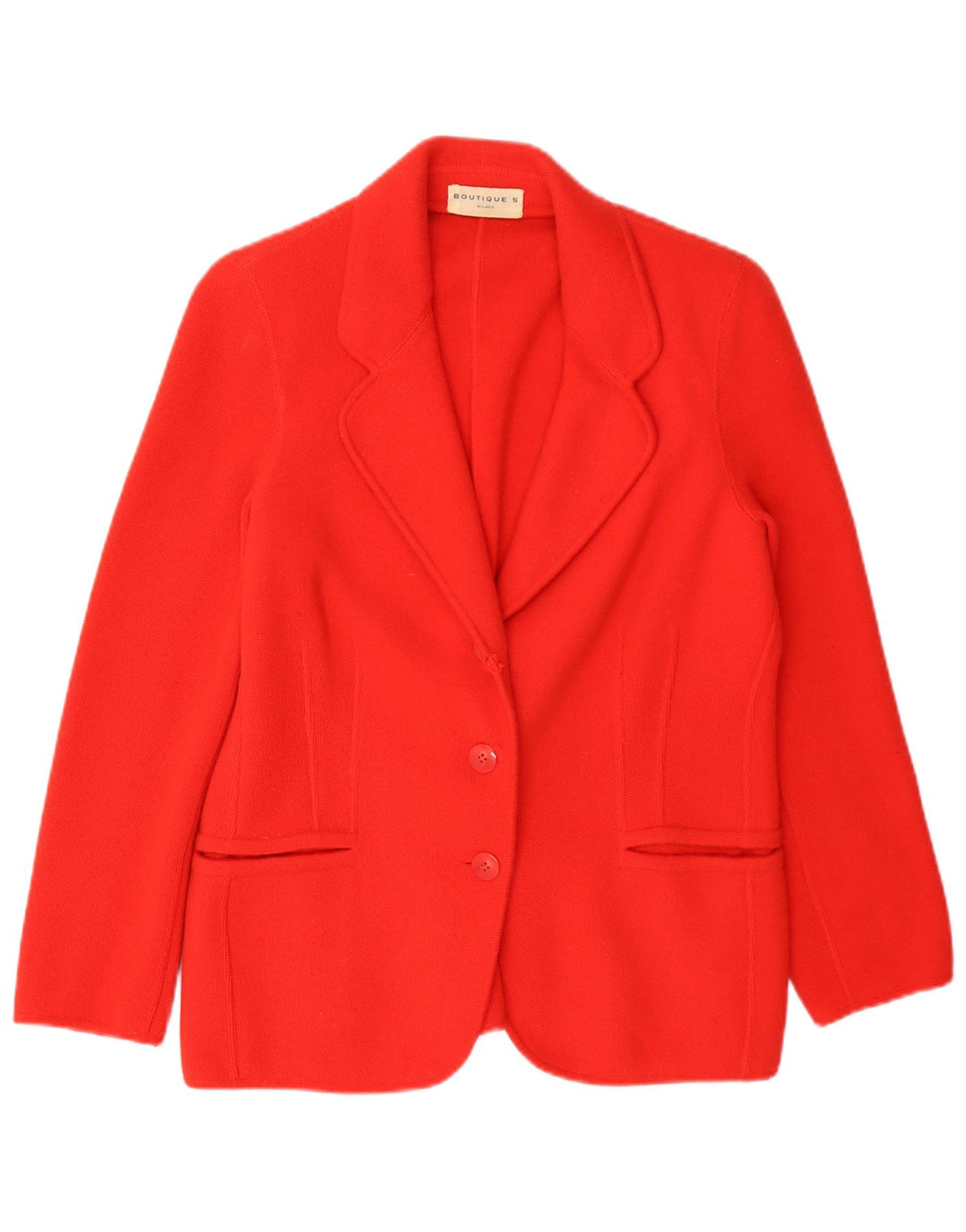 Vintage damestrikket 2-knaps blazerjakke UK 14 Medium Red Cashmere