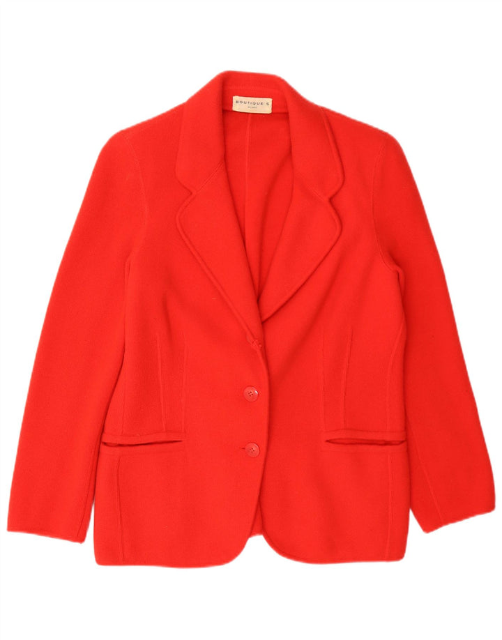 Vintage damestrikket 2-knaps blazerjakke UK 14 Medium Red Cashmere
