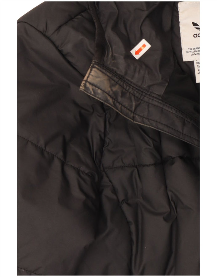 ADIDAS Polstret hættejakke til kvinder UK 14 Medium Sort Polyester