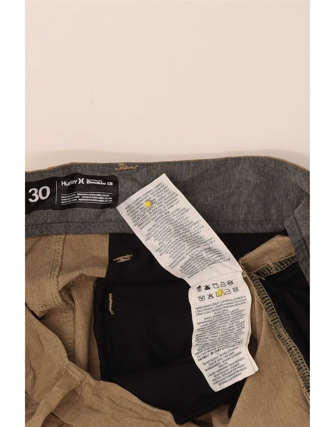 Hurley Herre Chino Shorts W30 Medium Beige Polyester