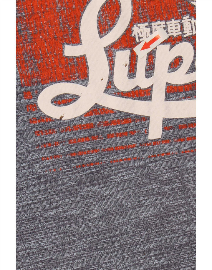 Superdry Grafisk T-shirt top til mænd, stor grå flækket polyester