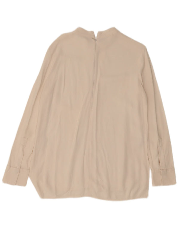 Hugo Boss Dame Langærmet Bluse Top UK 12 Medium Off White Acetate