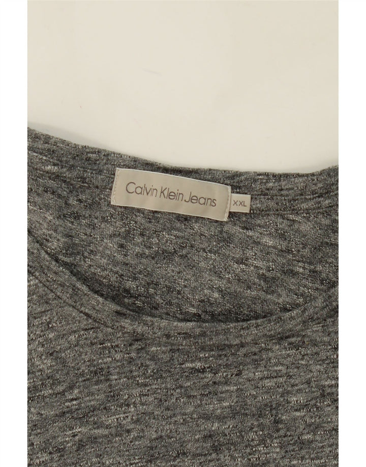 CALVIN KLEIN JEANS Mens Top Long Sleeve 2XL Grey Flecked Cotton Vintage Calvin Klein Jeans and Second-Hand Calvin Klein Jeans from Messina Hembry 
