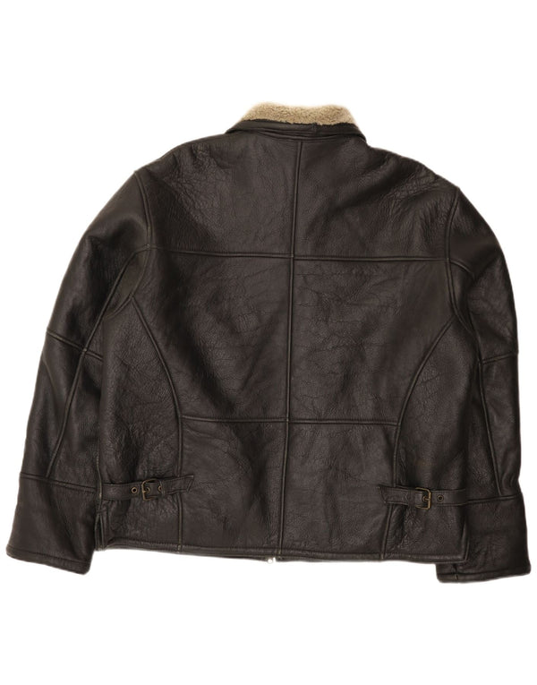 Firenze Herre Shearling Jacket UK 42 XL sort læder