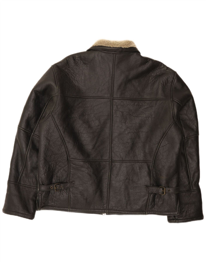 Firenze Herre Shearling Jacket UK 42 XL sort læder