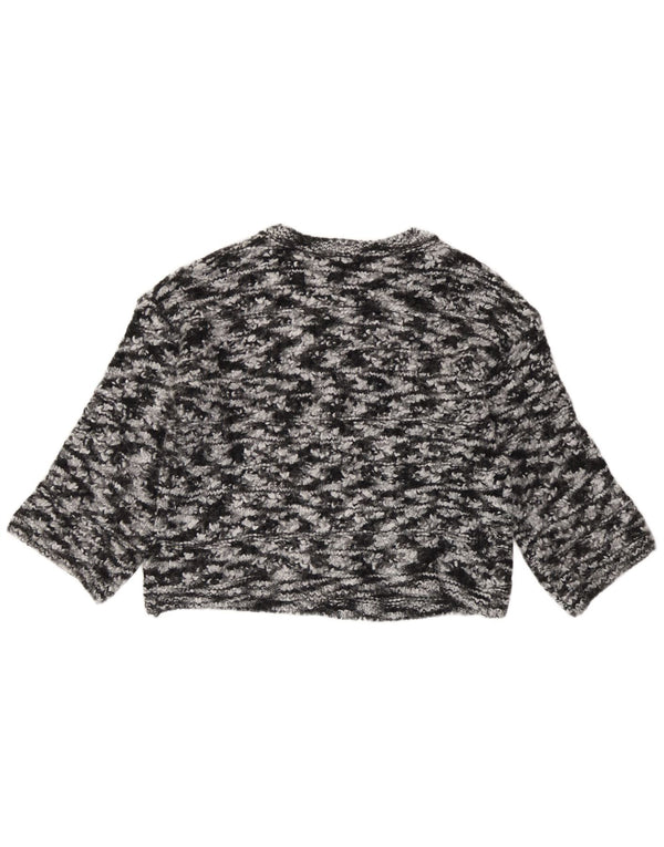 Zara Dame 3/4-ærmet Bådhalstrøje trøje UK 14 Medium Sort Tie Dye