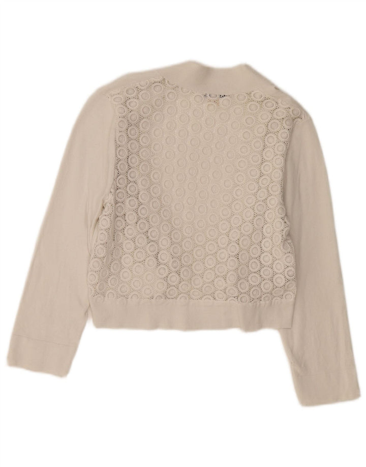 CALVIN KLEIN dame cardigan sweater 3/4 ærmer UK 12 Medium Off White