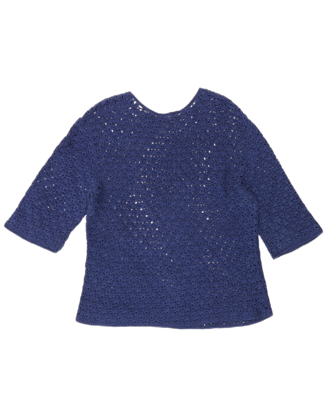 Vintage Dame Se Through Top 3/4 ærme UK 14 Medium Navy Blue