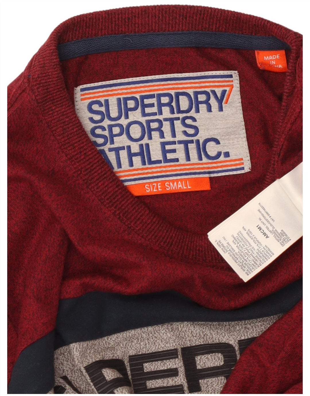 SUPERDRY Herre grafisk top Langærmet lille rødbrun flækket bomuld