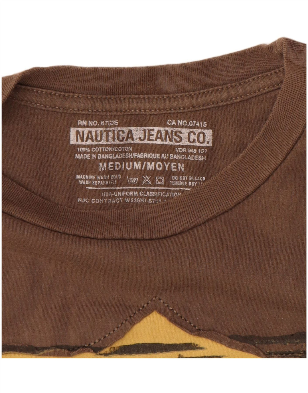 Nautica Herre Grafisk T-Shirt Top Medium Brun Bomuld