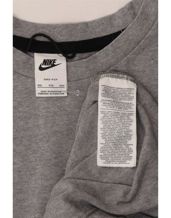 Nike Herre Dri Fit T-shirt Top 2XL Grå Bomuld