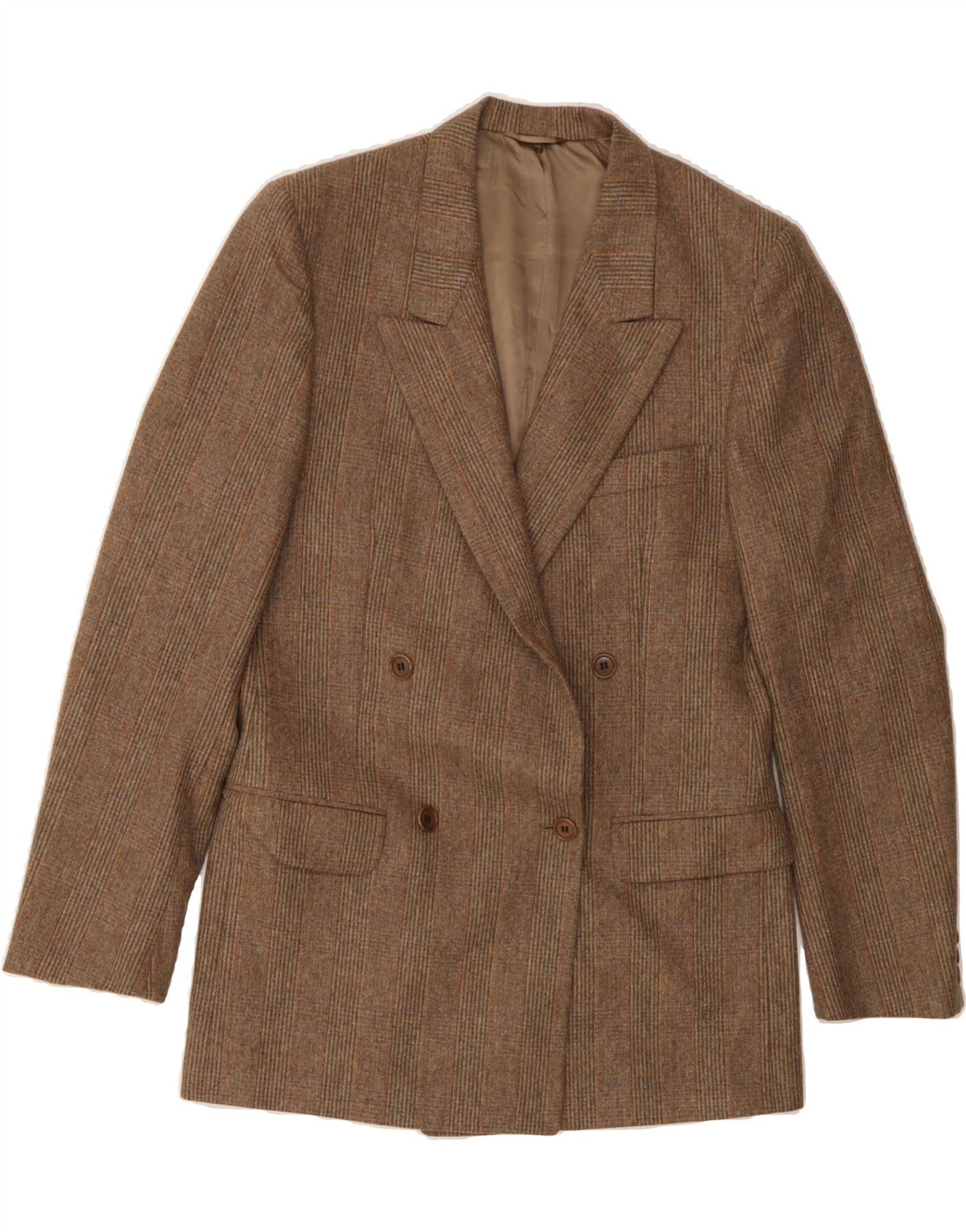 SAN REMO Womens Double Breasted Blazer Jacket IT 48 XL Brown Check Vintage San Remo and Second-Hand San Remo from Messina Hembry 