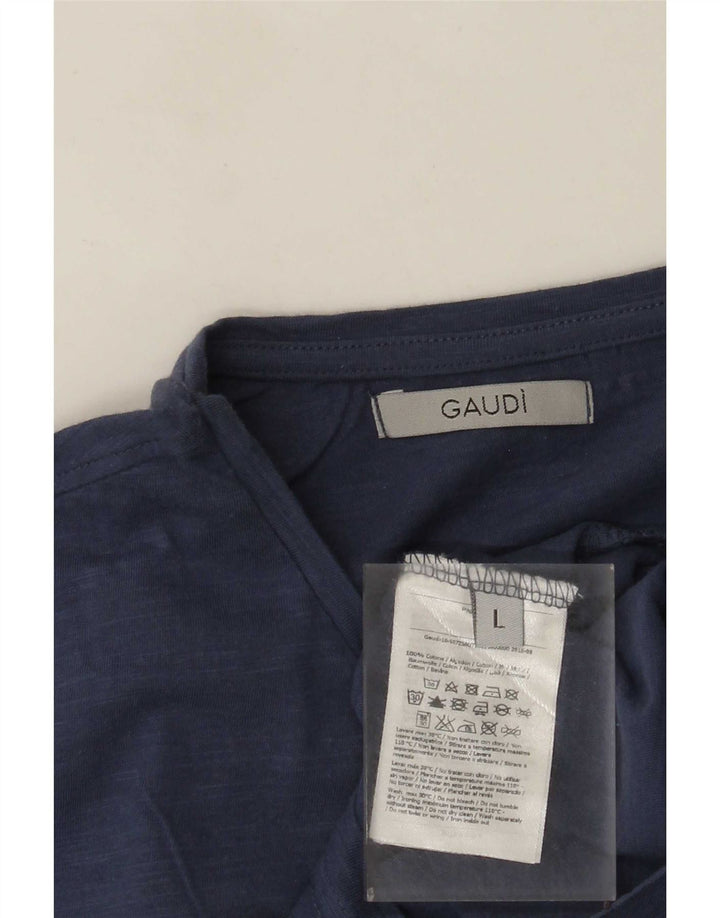Gaudi Herre grafisk T-shirt Top Stor marineblå bomuld