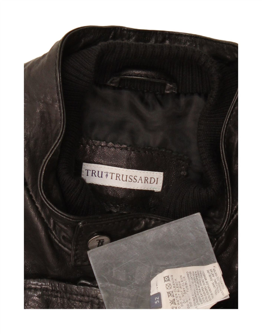 Trussardi Herre Læderjakke IT 52 XL Sort Læder