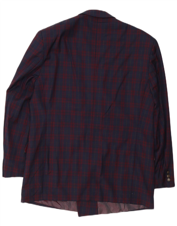 Policarpo Herre Double Breasted Blazer Jacket UK 40 Large Navy Blue Check
