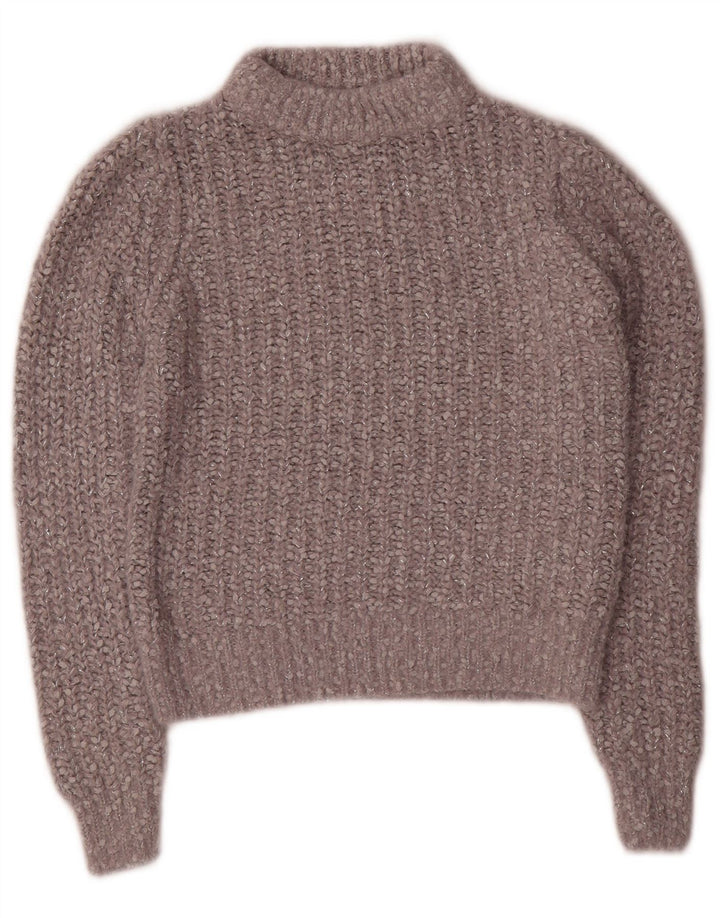 Marks & Spencer Dame Crop Turtle Neck Jumper Sweater UK 6 XS Grå
