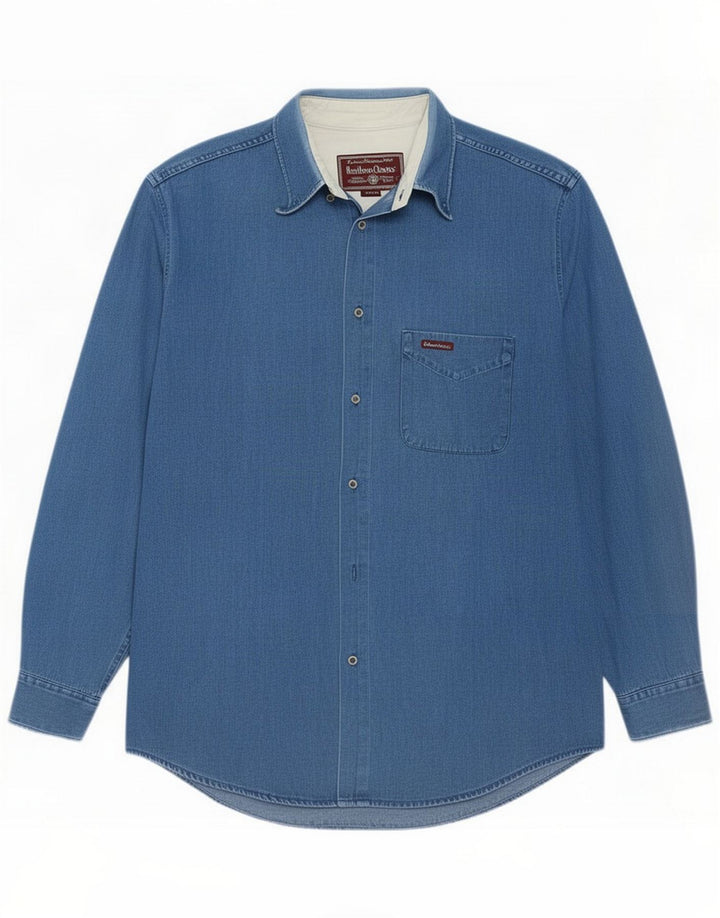 Marlboro Classics Denimskjorte til mænd XL Blå Bomuld