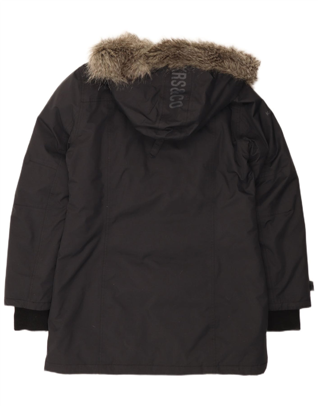 Kænguruer Dame Hooded Windbreaker Coat UK 16 Large Black