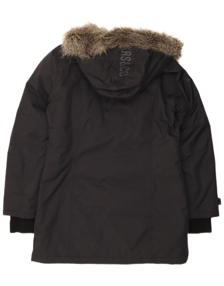 Kænguruer Dame Hooded Windbreaker Coat UK 16 Large Black